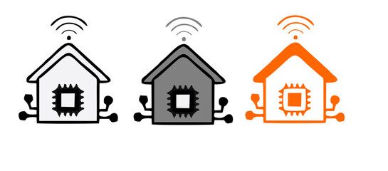 smart home internet of thing icon line connect on blue background. home automation digital technology control devices. vector illustration fantastic digital design.