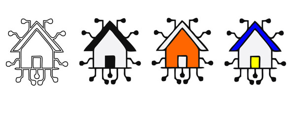 smart home internet of thing icon line connect on blue background. home automation digital technology control devices. vector illustration fantastic digital design.