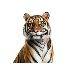 Fototapeta premium Majestic Tiger with Sparkling Star Dust on Forehead, White Background
