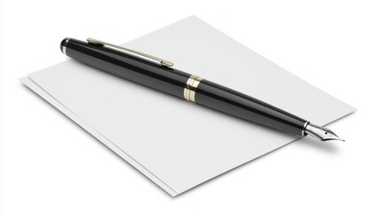 Black pen on white paper, essential tools for writing, notetaking, and creative expression