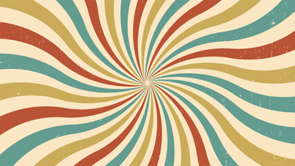 Colorful grunge retro burst vector illustration. Abstract vintage rays with a distressed background.