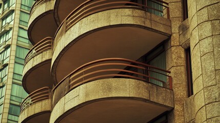 Fototapeta premium Architectural Marvel: Curved Balconies and Modern Building Facades