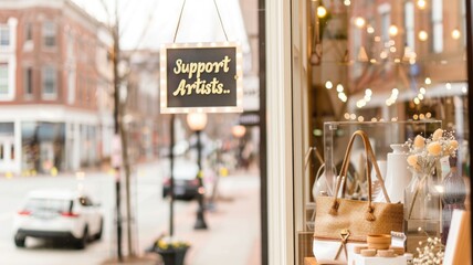 Support artists day celebration in charming downtown street scene for creative promotion