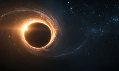 Fototapeta premium A stunning image depicting a black hole consuming a nearby star, showcasing the mesmerizing forces of gravity in space.