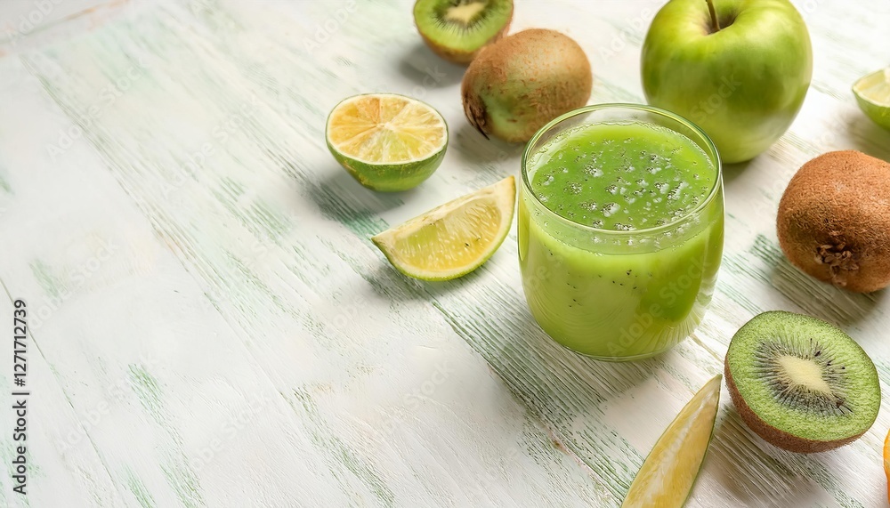 Wall mural Kiwi and green apple juice enhancing the delight of fresh ingredients