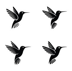 Hummingbird Silhouette - Elegant Bird Vector Icon
