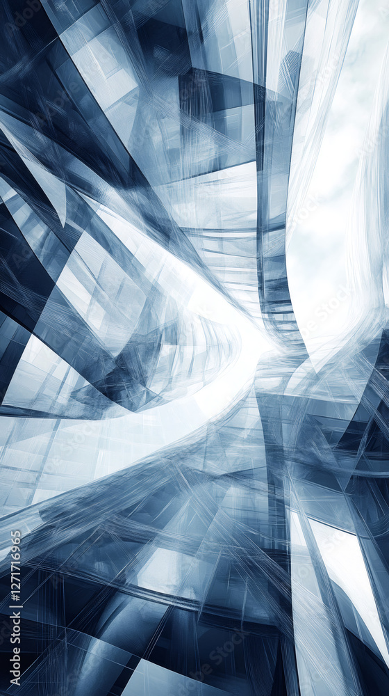 Aufkleber Modern abstract architecture forming a vortex structure reaching for the sky, with a sense of movement and dynamism