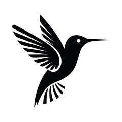 Hummingbird Silhouette - Elegant Bird Vector Icon
