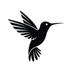 Hummingbird Silhouette - Elegant Bird Vector Icon