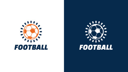 Sun rays football logo template, vector illustration, football club logo design