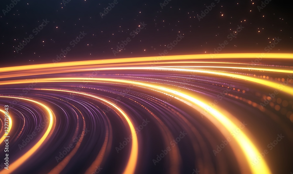 Poster A dynamic image featuring a high-speed motion blur of vibrant, glowing neon data streams.