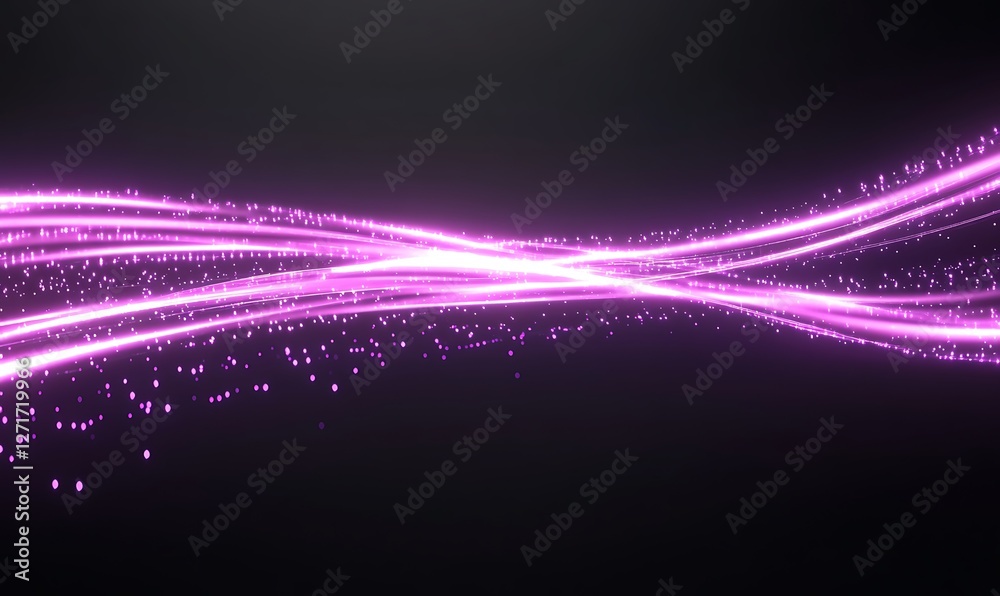 Poster high-speed motion blur of a glowing neon data stream, perfect for digital art, technology, and futur