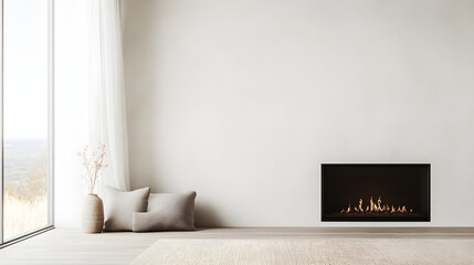 A Minimalist Living Room with a Warm and Inviting Atmosphere
