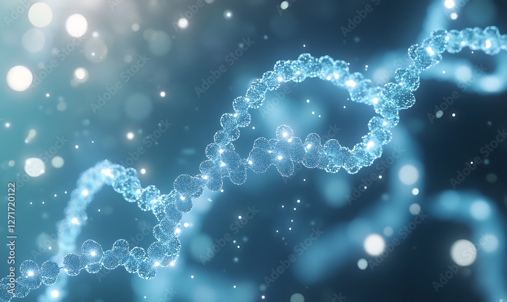 Poster high-resolution image depicting the molecular structure of a human protein, highlighting intricate d