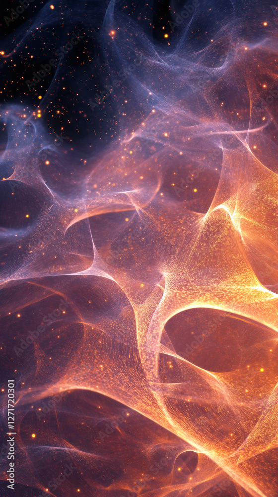Aufkleber golden energy plasma flowing through outer space, creating vibrant and dynamic shapes that evoke the