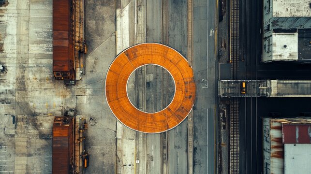 331. Road with a traffic circle, transport logistics, urban view, industrial setting, detail view --ar 16:9 --v 6.1 Job ID: c87fe36e-7fe3-45f0-9421-5070a03f165e