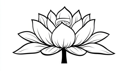 Obraz premium Elegant black and white lotus flower design, suitable for print or digital use