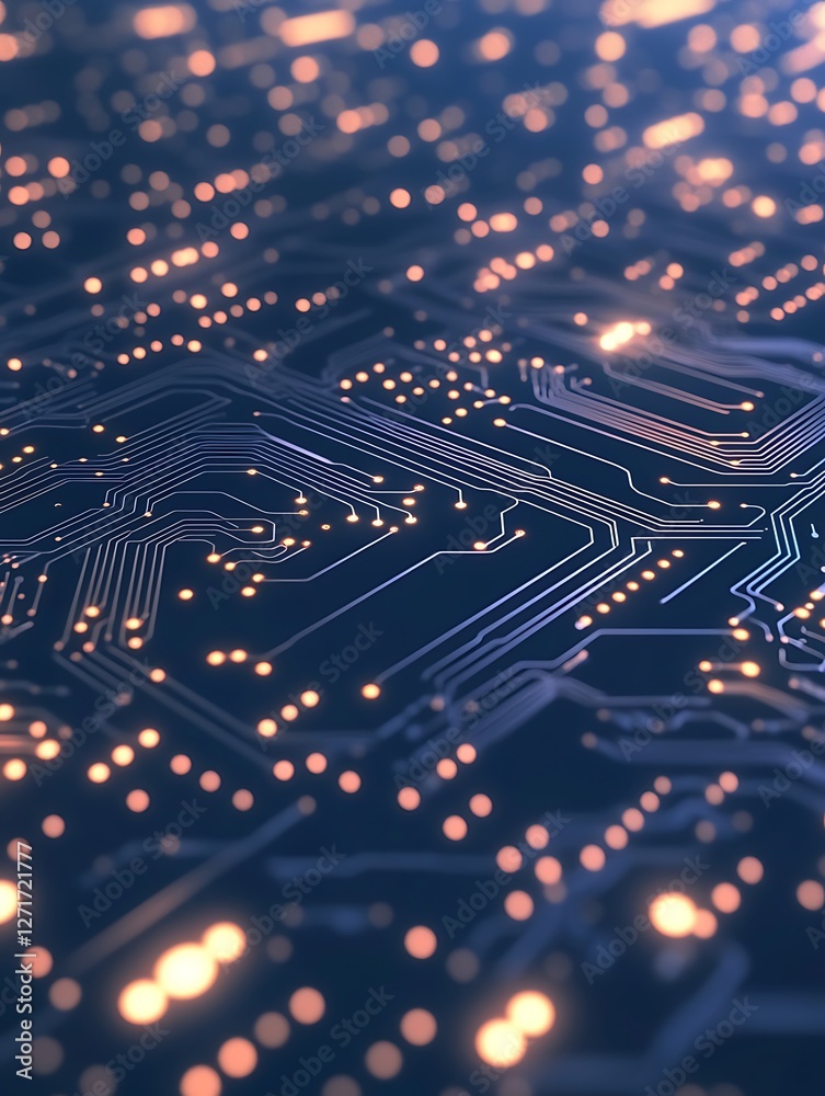 Aufkleber A glowing circuit board image featuring seamless animation effects, suitable for technology and digital design projects.