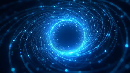 Obraz premium Abstract digital vortex, blue technology background