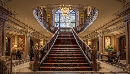 Fototapeta premium Luxury hotel staircase opulent cgi design