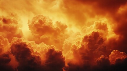 A stunning view of vibrant orange clouds illuminated by sunlight.