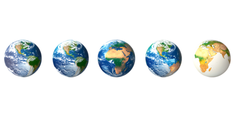 Set of 3D Earth Science PNG Against Transparent Background for Educational Materials, Environmental Awareness, or Geography Projects
