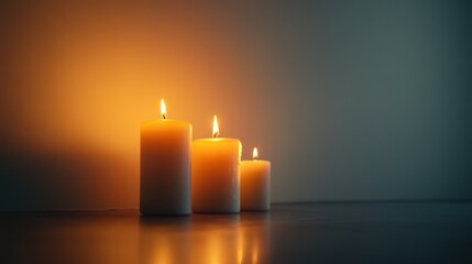 Two lit candles in a dark environment creating a warm and peaceful ambiance