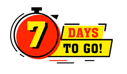 Conto alla rovescia sinistra giorni banner. contare la vendita a tempo. Nove, otto, sette, sei, cinque, quattro, tre, due, uno, zero giorni rimasti. Illustrazione