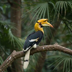 Obraz premium yellow billed hornbill in a tree