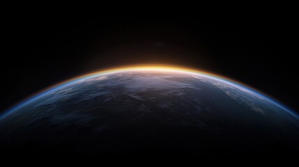 Fototapeta premium A stunning view of the Earth’s horizon illuminated by the rising sun against a black background.