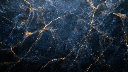 Deep Dark Marble Texture with Golden Veins