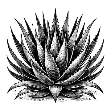 recommend clip art: Agave sketch engraving black and white outline. Scratch board imitation.
                    