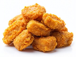 Crispy Chicken Nuggets Isolated on White Background - High-Resolution Stock Photo