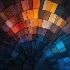Fototapeta premium An intricate arrangement of fabric swatches in a colorful gradient showcasing various textures and hues