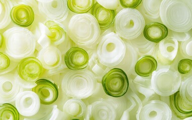 A wooden bowl of green onion cut into small pieces. fresh spring green scallion for cooking and healthy food