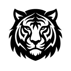 Fototapeta premium A fierce tiger face with sharp teeth exposed, showing its wild nature.