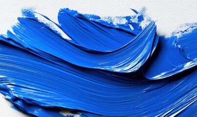 Blue paint strokes on canvas creating artistic texture for creative backdrop use