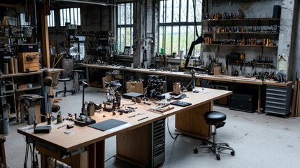 Naklejka premium Creative workshop for traditional and modern makers urban space craft environment artisan viewpoint