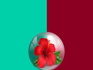 Flower in bubbles with a beautiful and colorful background for your work.Flowers in bubbles like louts, Lili, Hibiscus, Aloe Vera, purple Lili etc