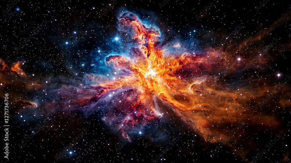 Poster galactic nebula explosion deep space astrophotography cosmic environment vibrant viewpoint celestial