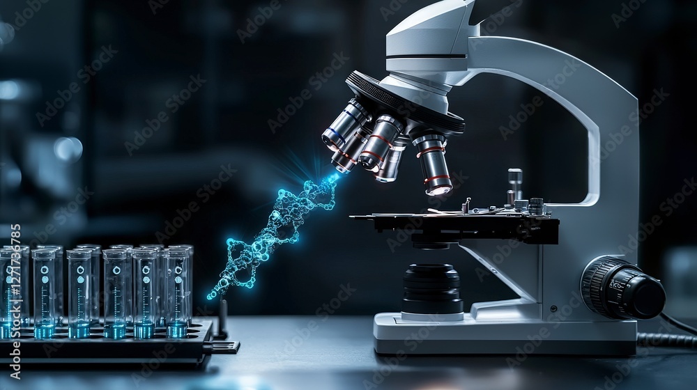 Aufkleber robotic arm for precision analysis in modern scientific laboratory technology visualization