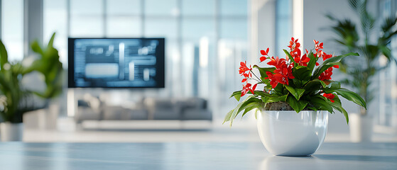 Ai-powered data exchange visualization modern office holographic display bright workspace indoor technology integration