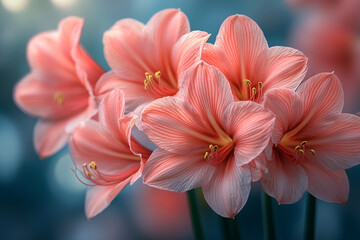 Delicate Amaryllis Bloom, A Symphony of Pastel Pink Petals