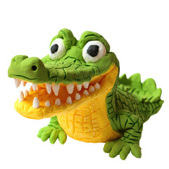 Fototapeta premium Playdough Crocodile Figure on Solid Transparent background, Ideal for Creative Projects and Children's Activities