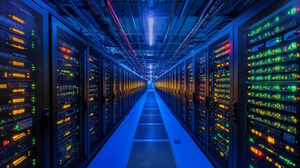 51. Computer server with blinking lights, data center detail, industrial technology, view --ar 16:9 --v 6.1 Job ID: b73f2a9f-2c08-45df-b5c3-4f58ebc9d8bb