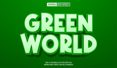 Naklejka premium Editable 3d text style effect - Green World text effect Template