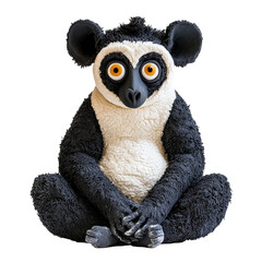Fototapeta premium White Playdough Sculpture of a Sitting Monkey with Textured Fur and Large Eyes on a Solid Background