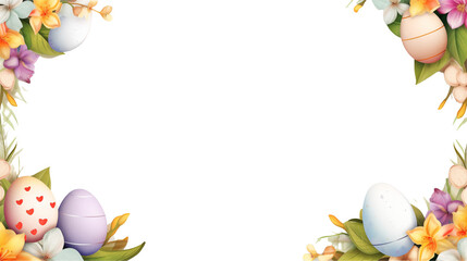 Elegant Easter Floral Frame with Decorated Eggs