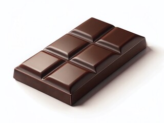 Dark Chocolate Bar Isolated on White: Minimalist Dessert Photography