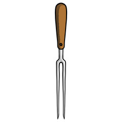 Simple Color Meat Fork Illustration